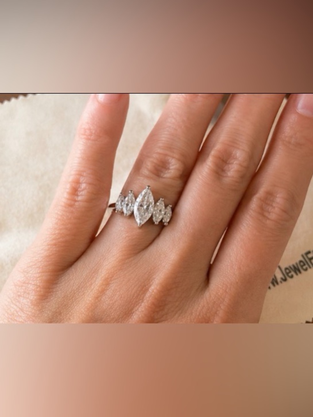 Marquise Moissanite Engagement Ring 5 Stone 3.6ct Wedding Ring - Picture 3 of 5